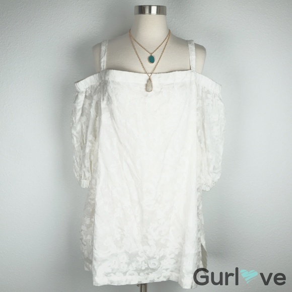 NWT LRL White Concetta Cold Should Blouse Plus 3X - Picture 3 of 9